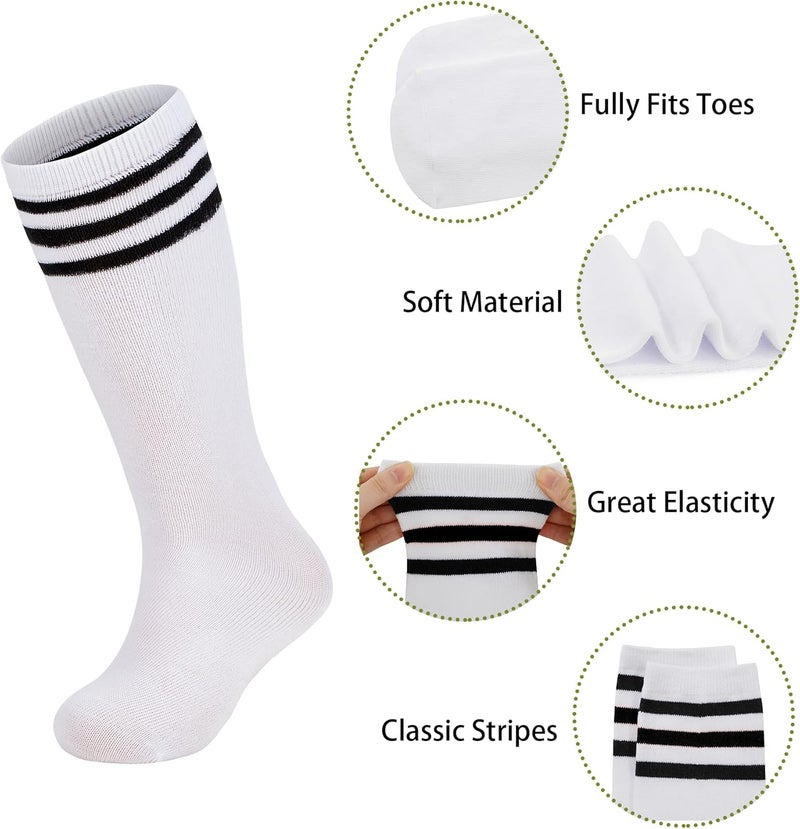 Zando Knee High Tube Socks Kids Soccer Socks Three Thin Stripes Tube Sport Socks for Youth Boys Girls - Image 2
